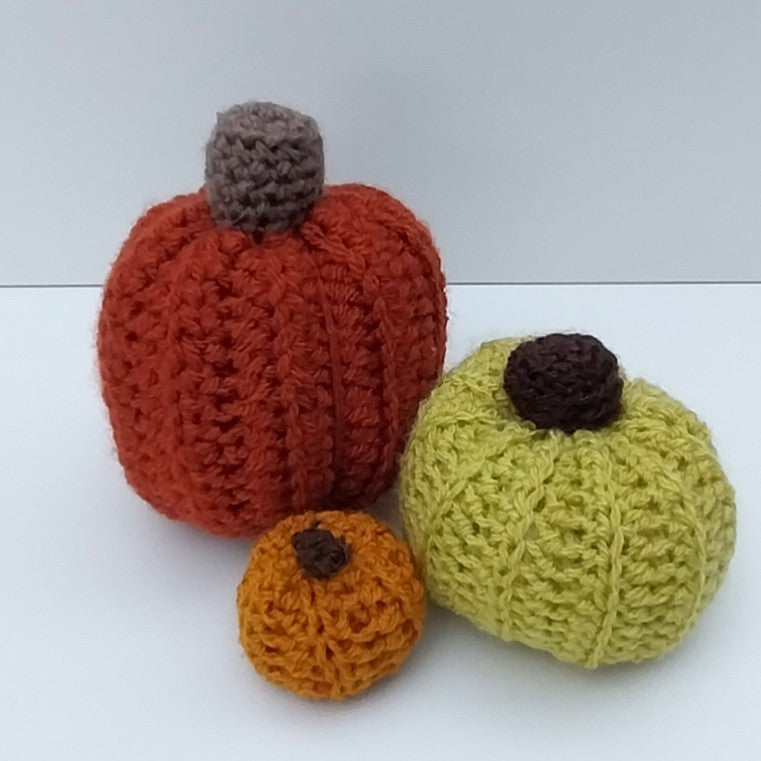 The Harvest-Trio Hand-Crocheted Pumpkin Set
