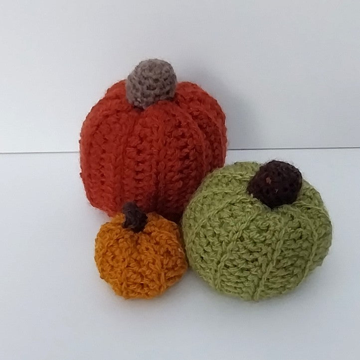 The Harvest-Trio Hand-Crocheted Pumpkin Set