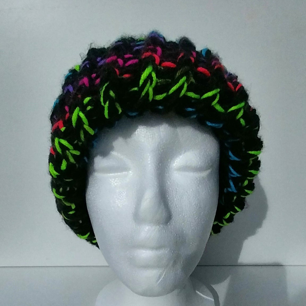 Hand Knitted Bright Rainbow Chunky Knit Beanie