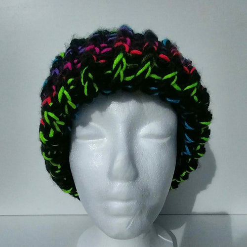 Hand Knitted Bright Rainbow Chunky Knit Beanie