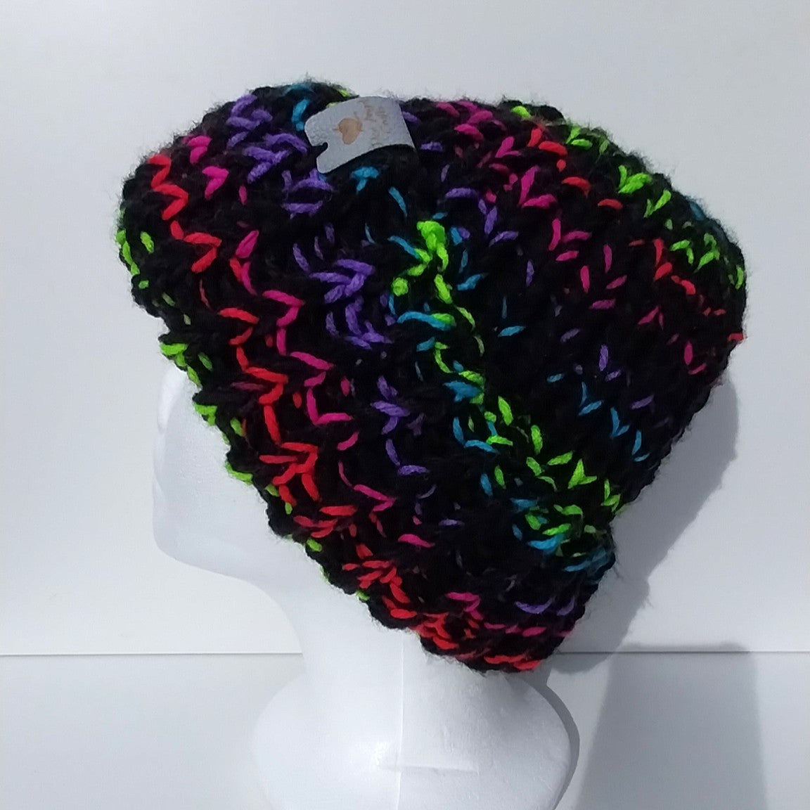 Hand Knitted Bright Rainbow Chunky Knit Beanie