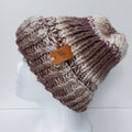 Hand Knitted Chocolate Brown & Cream Beanie