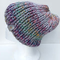 Hand-Knitted Jewel Tone & Grey Chunky Knit Beanie Short