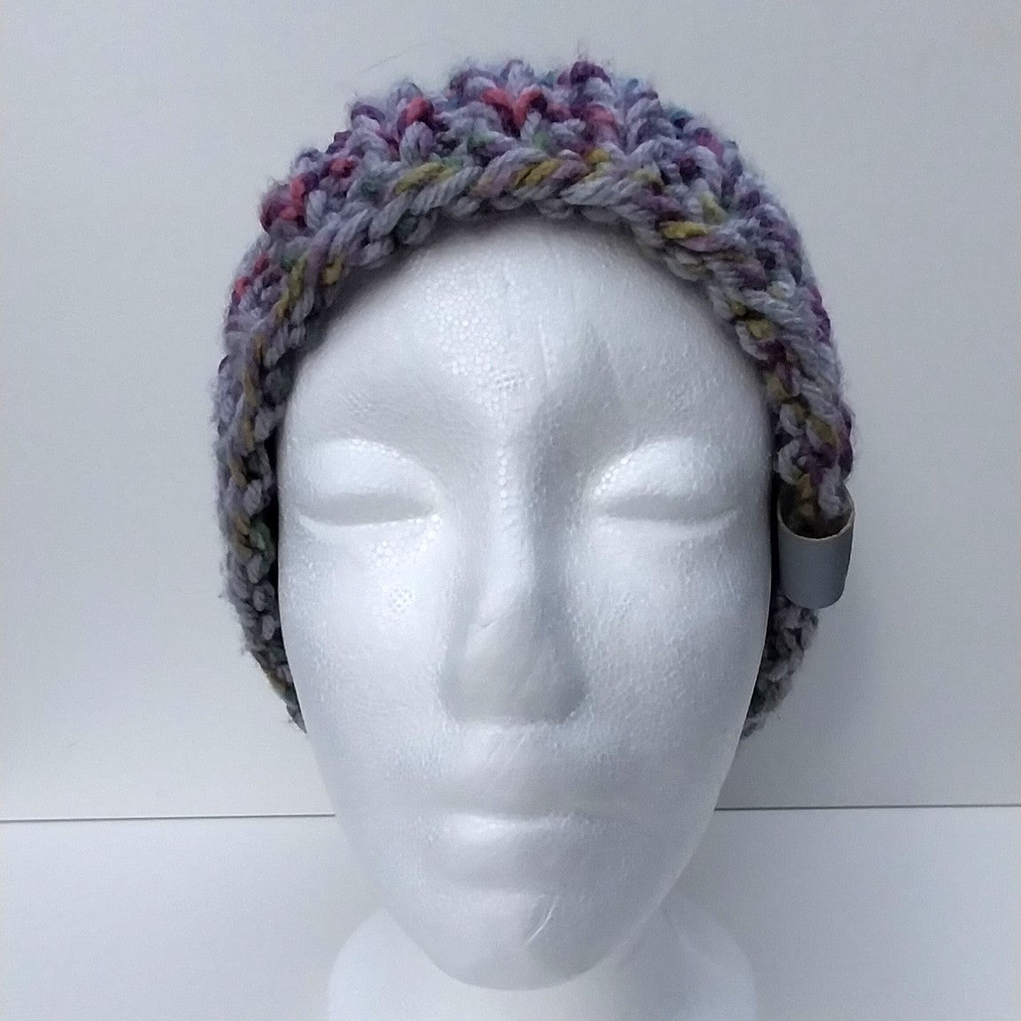 Hand-Knitted Jewel Tone & Grey Chunky Knit Beanie Short