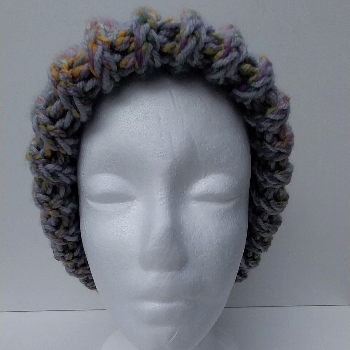 Hand-Knitted Jewel Tone & Grey Chunky Knit Beanie